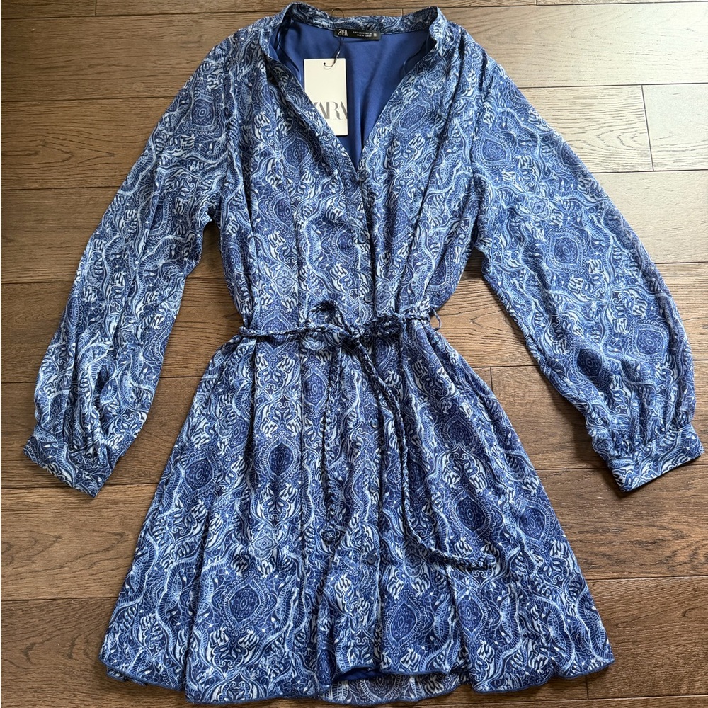 Zara Blue Long Sleeve Dress